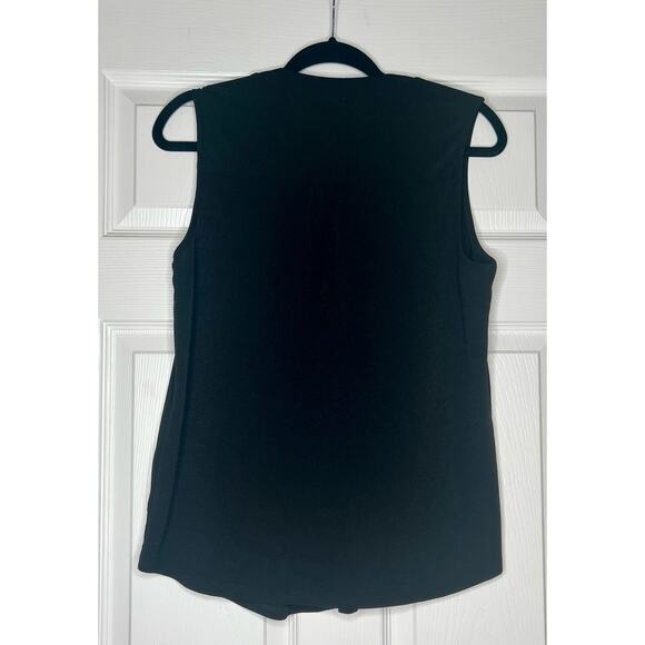 StoryBuk Black Pleated Button Up Sleeveless Tank Top Size Small - Picture 8 of 8